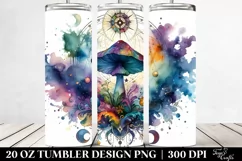 Magical Celestial Mushroom Watercolor 20 Oz Tumbler Product Image 2