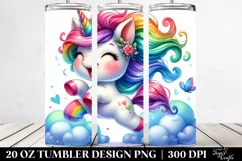 Vibrant Cute Unicorn Drawing | 20 oz Tumbler Product Image 2