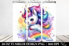 Vibrant Cute Unicorn Drawing | 20 oz Tumbler Product Image 2