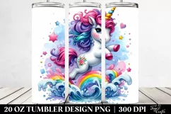 Vibrant Cute Unicorn Drawing | 20 oz Tumbler Product Image 2