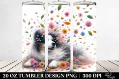 Dog Tumbling with Spring Petals | 20 Oz Tumbler Product Image 2