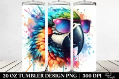 Quirky Colorful Macaw Artistic Design. 20 Oz Tumbler Product Image 2