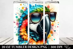Quirky Colorful Macaw Artistic Design. 20 Oz Tumbler Product Image 2
