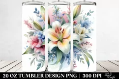 Colorful Watercolor Lily Whimsical Flower | 20 oz Tumbler Product Image 2