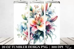 Colorful Watercolor Lily Whimsical Flower | 20 oz Tumbler Product Image 2