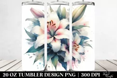 Colorful Watercolor Lily Whimsical Flower | 20 oz Tumbler Product Image 2