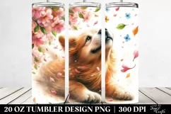 Dog Tumbling with Spring Petals | 20 Oz Tumbler Product Image 2