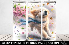 Dog Tumbling with Spring Petals | 20 Oz Tumbler Product Image 2