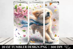 Dog Tumbling with Spring Petals | 20 Oz Tumbler Product Image 2