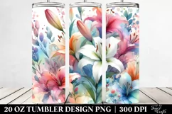 Watercolor Abstract Colorful with Small Lily | 20 Oz Tumbler Product Image 2