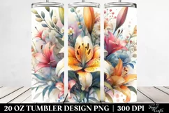 Watercolor Abstract Colorful with Small Lily | 20 Oz Tumbler Product Image 2