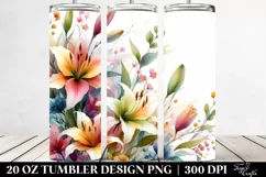 Watercolor Abstract Colorful with Small Lily | 20 Oz Tumbler Product Image 2
