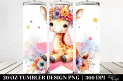 Cartoon-Style Zebra with Flower Crown 20 Oz Tumbler Product Image 2