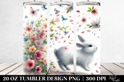 Rabbit Tumbling with Spring Petals | 20 Oz Tumbler Product Image 2
