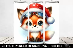 Cute Baby Fox with Santa Hat PNG Product Image 2