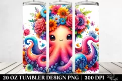 Cartoon-Style Octopus Sitting | 20 oz Tumbler Product Image 2