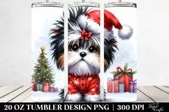 Cute Baby Havanese Wearing Santa Hat PNG Product Image 2
