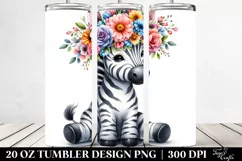 Cartoon-Style Zebra with Flower Crown 20 Oz Tumbler Product Image 2
