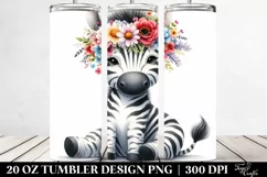Cartoon-Style Zebra with Flower Crown 20 Oz Tumbler Product Image 2