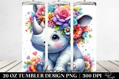 Cartoon-Style Rhino Sitting | 20 oz Tumbler Product Image 2