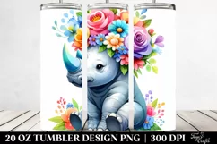 Cartoon-Style Rhino Sitting | 20 oz Tumbler Product Image 2