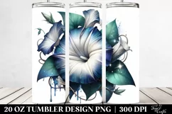 Detailed Morning Glory Round Watercolor Splash Tumbler Product Image 2