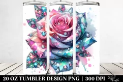 Detailed Vibrant Pastel Glossy Rose Made of Diamonds - 20 Oz Product Image 2