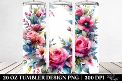 Vibrant Pink Rose Wreath | 20 Oz Tumbler Product Image 2