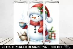 Cute Winter Snowman with Tea Cup PNG Product Image 2