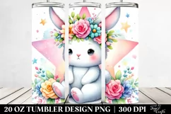 Cartoon-Style Bunny with Flower Crown 20 Oz Tumbler Product Image 2