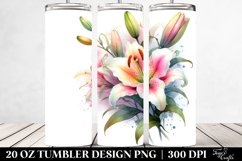 Washed Watercolor Colorful Lily - 20 Oz Tumbler Product Image 2