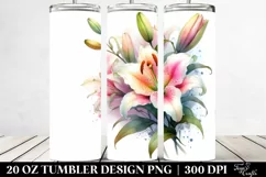 Washed Watercolor Colorful Lily - 20 Oz Tumbler Product Image 2