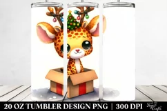 Expressive Baby Giraffe with Reindeer Horns PNG Product Image 2