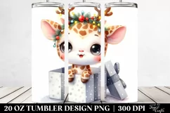 Expressive Baby Giraffe with Reindeer Horns PNG Product Image 2