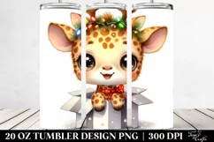 Expressive Baby Giraffe with Reindeer Horns PNG Product Image 2