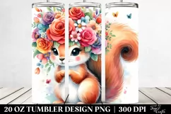Cartoon Style Squirrel Flower Crown Tumbler Product Image 2