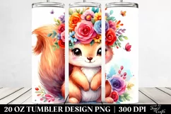 Cartoon Style Squirrel Flower Crown Tumbler Product Image 2