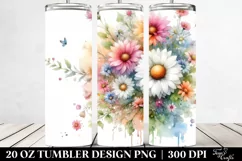 Washed Colorful Daisies Clipart, High-Res 20 Oz Tumbler Product Image 2