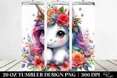 Vibrant Baby Unicorn Drawing | 20 Oz Tumbler Product Image 2