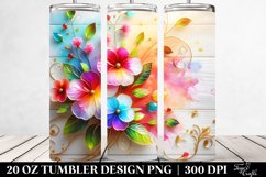 Colorful Impatiens White Wooden Tumbler Product Image 2