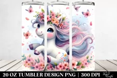 Cute Baby Unicorn Spring Petals Tumbler Product Image 2