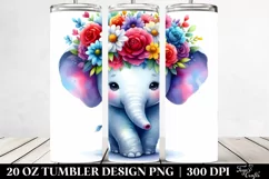 Cartoon Style Elephant Flower Crown Tumbler Product Image 2