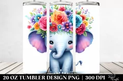 Cartoon Style Elephant Flower Crown Tumbler Product Image 2