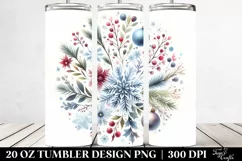 Round Christmas Snow Flake Watercolor | 20 oz Tumbler Product Image 2