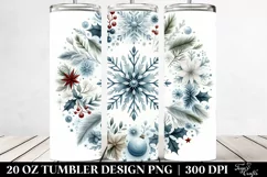Round Christmas Snow Flake Watercolor | 20 oz Tumbler Product Image 2
