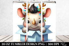 Enthusiastic Baby Rhino with Reindeer Horns PNG Product Image 2