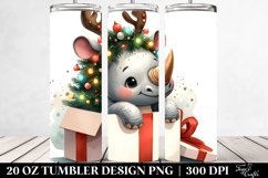 Enthusiastic Baby Rhino with Reindeer Horns PNG Product Image 2
