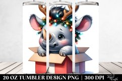 Enthusiastic Baby Rhino with Reindeer Horns PNG Product Image 2