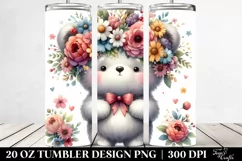Cute Bear with Flower Crown Watercolor 20 Oz Tumbler Product Image 2