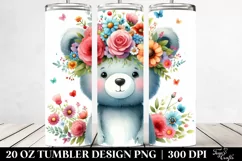 Cute Bear with Flower Crown Watercolor 20 Oz Tumbler Product Image 2